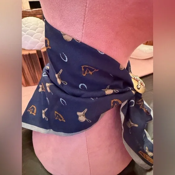 Vintage PAOLO GUCCI Blue Cotton Scarf - Picture 2 of 8
